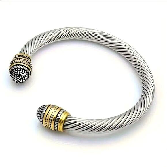 Luxury Stainless Steel Bangle Bracelet Gold & Sterling Silver Plated - Picture 6 of 6